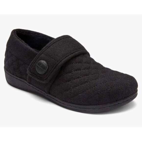 Vionic Slipper Womens 8 Black Flannel Jackie Arch Support Orthotic New - Picture 1 of 6